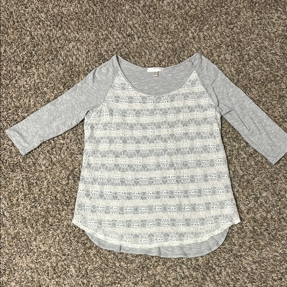 Gray Lace Detail Women's Top